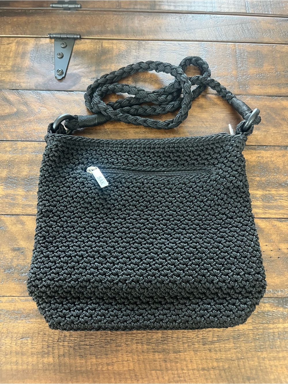 SAK Handwoven Black Crochet Crossbody Bag -